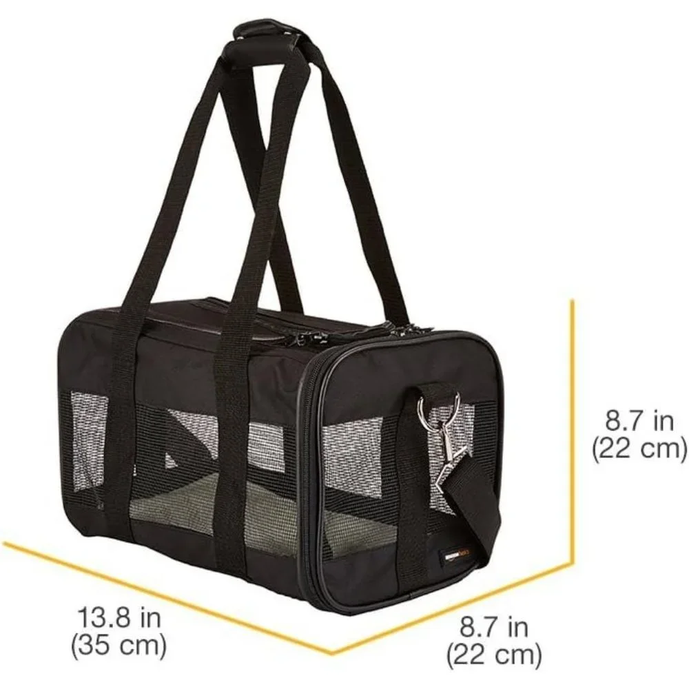 Amazon Basics Small Pet Travel Carrier - Soft-Sided - Black - No Wheels